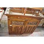 A Victorian Walnut press cupboard top, with moulded cornice above plain frieze and two triple