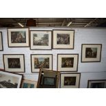 A group of ten Victorian coloured prints, each signed in pencil to margin indistinctly, mounted,