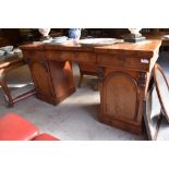 Victorian mahogany inverted breakfront pedestal sideboard, possibly Scottish, the pedestals with