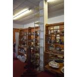 A Modern tall and slender chromed metal and glass ten tier display stand 266cm