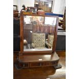 George III inlaid mahogany swing dressing mirror. 64cm