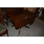 A 19th century mahogany pedestal pembroke table, of traditional design with single end drawer,