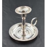 A late Victorian silver miniature chamber stick, of traditional design with gadrooned edge