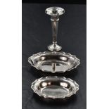 A 1960's silver pin dish, of oval form with Chippendale style edge moulding, marks for Birmingham