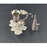 A George IV miniature silver chamber stick, the platform formed as a stylised butterfly,