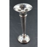 A small modern silver spill vase, of flared trumpet form with moulded collar and spreading