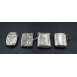 A group of four silver vesta cases, various styles, age and makers, gross weight 90grams.