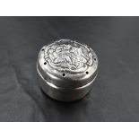 An Edwardian silver baby powder caster, of cylindrical form, the cover pierced and embossed with a