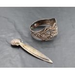 An imported silver bookmark, of elongated elliptical form with scallop shell terminal, import