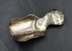 A silver caddy spoon of plain form bearing inscription to terminal, Old Concord 172,ladies