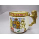 A Paragon china commemorative Queen Elizabeth souvenir mug.