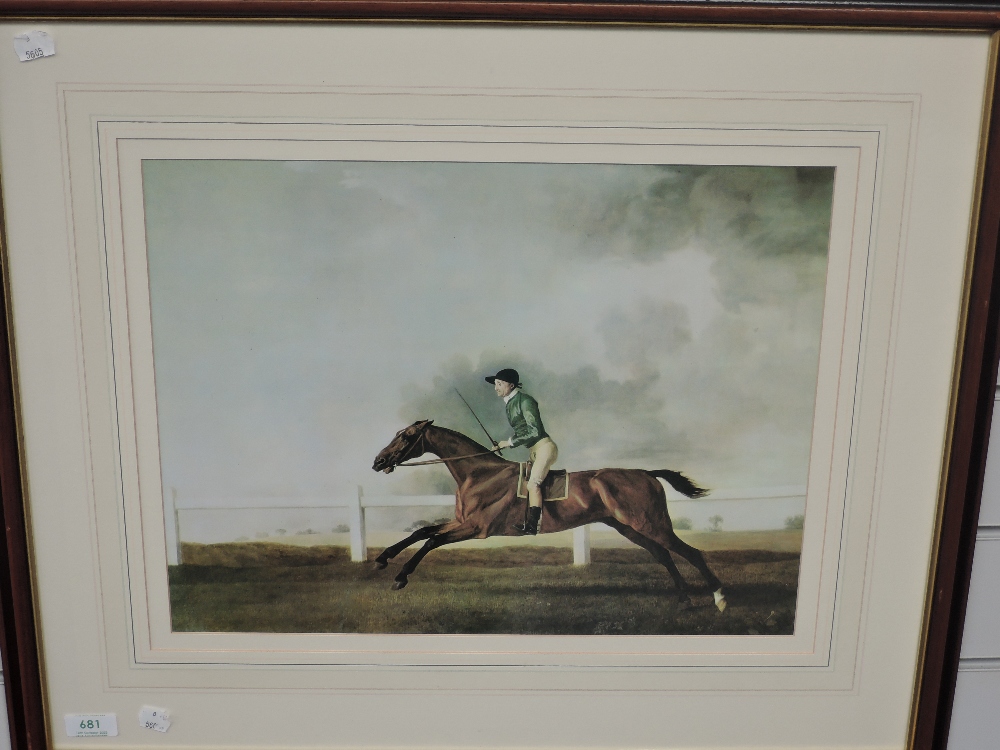 (20th century), a re-print, horse race interest, 33 x 42cm, mounted framed and glazed, 56 x 66cm