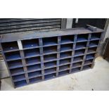 A large metal parts shelf, industrial