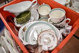 A selection of ceramics including Meakin and Coalport