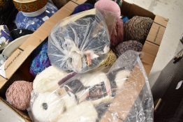 A selection of wool balls and haberdashery
