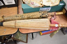 A vintage Chinese printed sun parasol
