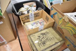 A selection of collectable philatelic stamps and a small selection of ceramics