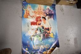 1990 movie film poster for Disney The Little Mermaid , banned version with phallic castle