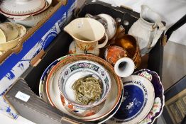 A selection of ceramics including antique bowls and jugs