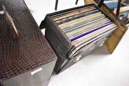 Two vintage vinyl record carry cases with an assortment of Lp's