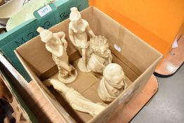 A selection of resin cast figures and busts including R Wagner and V Bellini