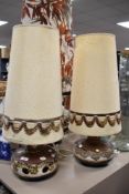 Two mid century lamps, Both with shades.