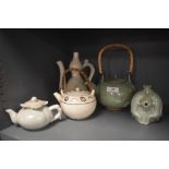 A selection of oriental and Vietnamese ceramics including Celadon glaze teapot, Ewer and posy vase