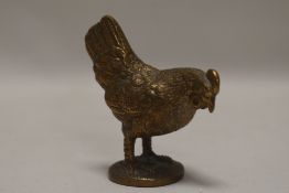An early 20th century A.G Ward bronze figure or car mascot of a Cockerel / chicken