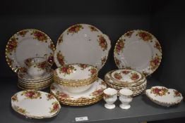 A selection of 20th century Royal Albert Old Country Roses pattern cake desert and dinner plates