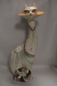 A mid century Cinque ports pottery Rye large figurine of a cat 52cm tall approx