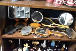 A large selection of dressing table mirrors most having ebonised or tortoise shell style frames