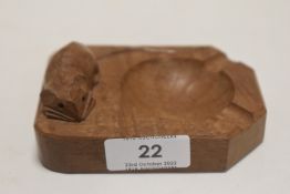 An early 20th century Robert Thompson Mouseman ashtray bearing typical mouse carved signature