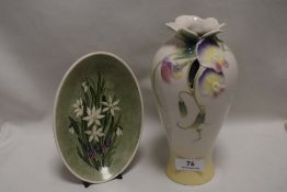 A modern Franz porcelain vase with a hand painted dish