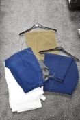 Five pairs of gents ski trousers and a pair of corduroy salopettes
