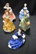 Four Royal Doulton figurines, Sandra HN2275, Grace HN2318, Hilary HN2335 and Rosalind HN2393 along