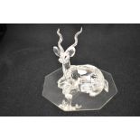 A modern Swarovski silver crystal glass animal study of an African Kudu with box