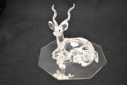 A modern Swarovski silver crystal glass animal study of an African Kudu with box