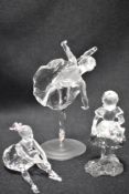Three modern Swarovski silver crystal glass figurines of ballerinas with boxes