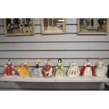 Eight modern Royal Doulton figurines of ladies in dress including Sara, Cheryl, Lidsay, Susan,