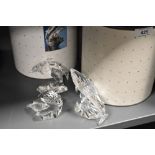 Three modern Swarovski silver crystal glass studies of Ocean creatures including Seals, Dolphin