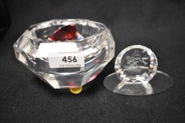 A modern Swarovski silver crystal glass display bowl with additional crystals and box