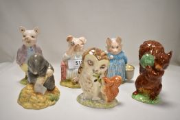 Five Beswick Beatrix Potter figures, Squirrel Nutkin, Pigling Bland, Aunt Pettitoes, Old Mr Brown