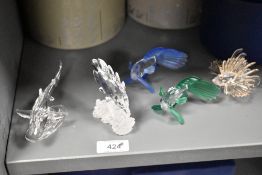 Five modern Swarovski silver crystal glass studies of Tropical paradise fish