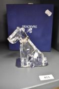 A modern Swarovski silver crystal glass animal study of a Dog with box