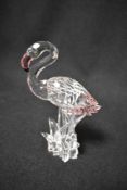 A modern Swarovski silver crystal glass animal study of a Flamingo with box