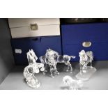 A selection of modern Swarovski silver crystal glass horse studies with boxes