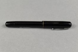 A Waterman Junior leverfill fountain pen in black with single narrow band to cap having Waterman