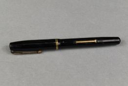 A Waterman Stalwart leverfill fountain pen in black with two narrow bands to the cap having Waterman