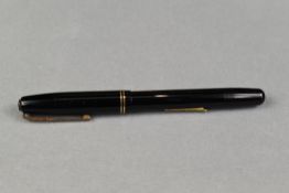 A Waterman Stalwart leverfill fountain pen in black with two narrow bands to the cap having Waterman