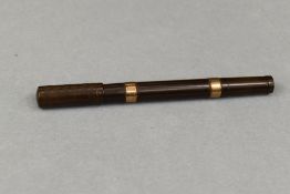 A Waterman Ideal 42 1/2 Eyedropper fountain pen with two 9ct gold band to barrel, clipless cap and